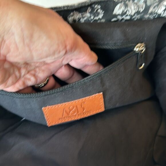 AMERICA & BEYOND Women's Cotton Floral Fringe Medallion Boho Tote Bag Black - Picture 14 of 16